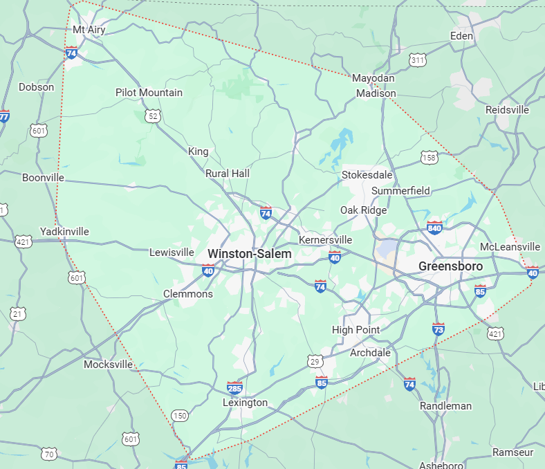 Circle One Electric’s published service-area map around Winston-Salem and the Piedmont Triad